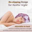 Satin Bonnet Silk Sleep Cap, Double Layer Tie Band Adjustable Bonnet for Women Curly Hair Care (Purple)
