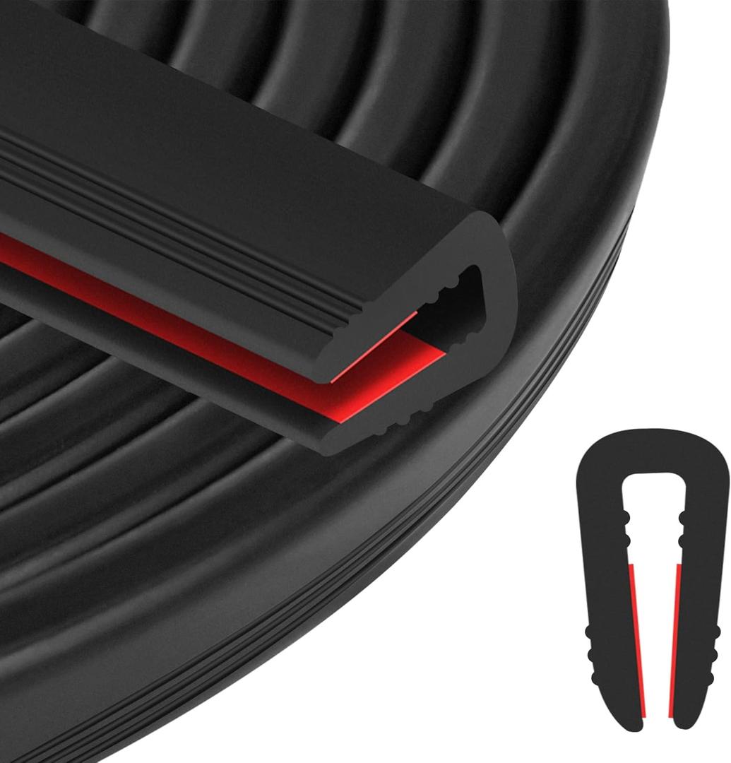 ToLanbbt Rubber Edge Trim U Channel - 1/4" Self Adhesive Sheet Metal Edge Guard Protector, EPDM Seal Strip for Car Doors, Steel Plates, Glass, Hatches, Table Corners, Fit 1/4"(6.4mm), 10Ft, Black