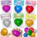 Valentines Day Gifts for Kids with Heart Stress Balls, 24 Packs Valentines Day Cards for Kids School Stress Relief Squeeze Toys for Boys Girls Valentine Classroom Exchange Party Favors