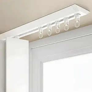 Single Curtain Track System, Aluminum Sliding Rail, (White, 13.8FT（420CM）