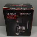 Mueller 12-Cup Drip Coffee Maker - Borosilicate Carafe, Auto-Off, Reusable Filter, Anti-Drip, Keep-Warm Function, Clear Water Level Window Coffee Machine, Kitchen Essentials & Accessories (Black)