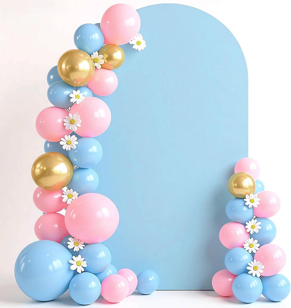 6.6 FT Arch Backdrop Cover, Wedding Baby Blue Arch Covers Stretchy Backdrop Spandex Fitted for Baby Shower Birthday Balloon Chiara Stand Decor Baby Blue 6.6FT
