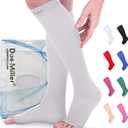 Doc Miller Open Toe Compression Socks for Women & Men 1520 mmHg, Knee High Calf Support Sleeves, Graduated Stockings for Swelling Recovery, Circulation, 1 Pair, Small Regular 