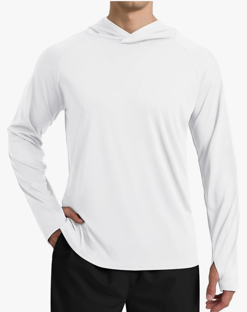 UPF 50+ Fishing Shirts for Men - Long Sleeve UV Sun Protection Hoodie Lightweight Rash Guard for Hiking Running Athletic L