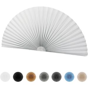 Arch Window Pleated Blinds Half Circle Window Shades Cordless Non-Woven Self Adhesive Shades Half Moon Round Window Cover Easy to Cut & Install (18"W x 36"H, White)