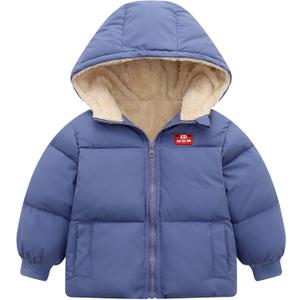 UNICOMIDEA Size 2-3T Winter Hooded Baby Jackets Funny Blue Warm Down Coat For Toddler Boy Girls Cool Long Sleeves Pockets Kids Outwear With Plush Inside 2nd Outerwear