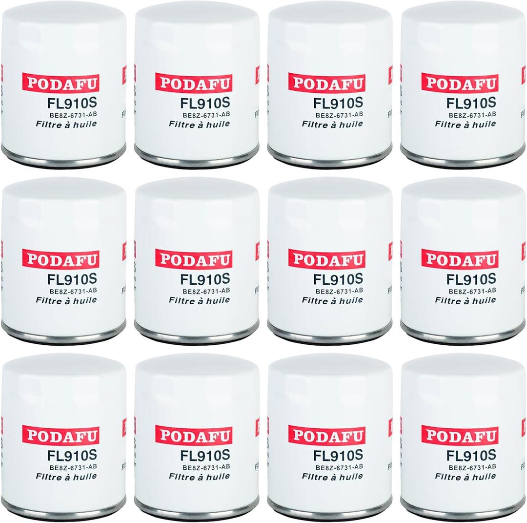 PODAFU FL910S Oil Filter Compatible with Ford C-Max Edge Escape Explorer Focus Replaces FL-910S BE8Z-6731-AB FL-910-S BE8Z6731AB(12PCS)