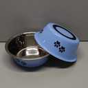 Stainless Steel Dog Bowls, Nonslip Rubber Bottom No Spill Proof Skid Metal Insulated Dog Bowls for  Dogs (Blue, 8.5 Cups/71 OZ)