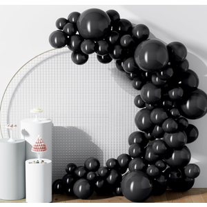 DECOCKRAT 130PCS Dark Black Balloons, Latex Balloon Different Sizes 18/12/10/5 Inch, Helium Balloons with Ribbon, Party Balloon Set for Birthday Wedding Graduation Anniversary Baby Shower Decoration