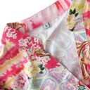 Women's Babydoll Mini Dress Boho Floral 3/4 Bell Sleeve Loose Short Shirt Sundresses Loose Fit Flowy Cover Up (S)