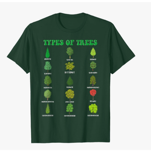 Earth Day Types of Trees Educational Botany Nature T-Shirt L