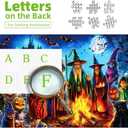 Halloween 1000 Piece Jigsaw Puzzle for Adults Witches' Spooky Bonfire Night Scene with Haunted House Bats Black Cats Pumpkins Scary Horror Ghosts Gothic Challenging Puzzle for Game Night (27.6"x19.7")