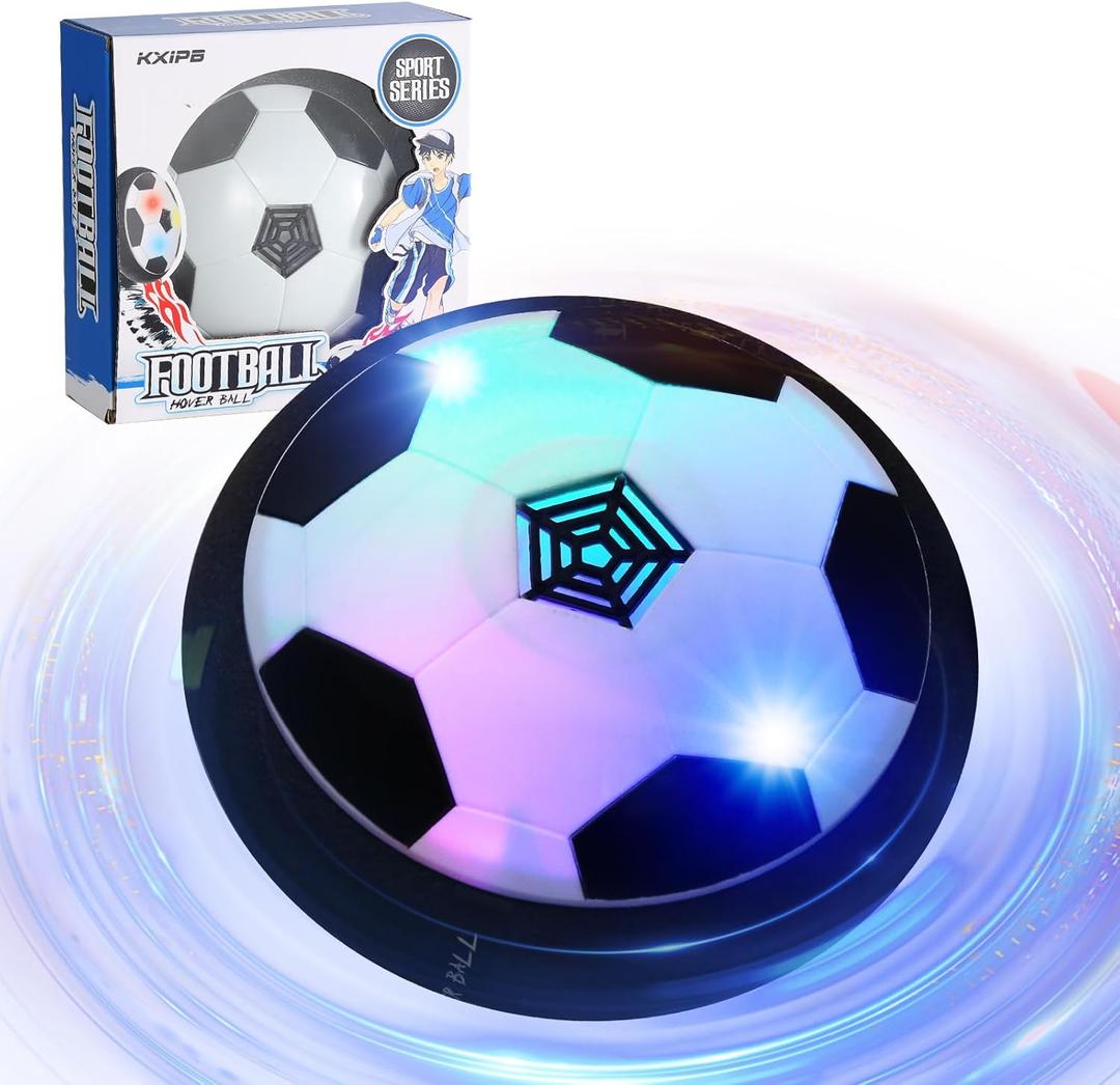 Hover Soccer Ball - Air Floating Soccer Toy with LED Lights and Foam Bumper Indoor Games for Boys and Girls, 3-12 Years (Large, Blue)
