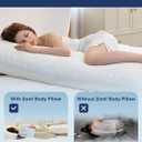ZonLi Long Body Pillow for Adults, Firm Body Pillow with Adjustable Shredded Memory Foam, Soft Support for Side Sleepers, Pregnant Women, Washable Quilted, 20 x 54 Inch, White