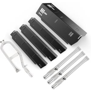 4 Burner Grill Replacement Parts for Dyna-Glo DGH450CRP DGH450CRP-D DGH450CRN DGH450CRN-D DGH451CRP DGH451CRP-D, Porcelain Steel Grill Heat Tent Plates and Stainless Steel Burner Tube Kit