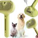 4 x Cat/Dog Grooming Brush with Steamer - Deshedding Brush for Pet Hair, Bath Brush with Water Spray and Hair Comb (Yellow)