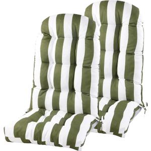 Adirondack Chair Cushions Set of 2, High Back Patio Chair Cushions 48 x 19.7 x 4.7 Inch, Indoor/Outdoor Thickened Rocking Chair Cushion, Fade-Resistant & Waterproof (Green White)