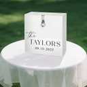 LemonRoad Frosted 10 Inches Wedding Acrylic Card Gift Box with Lock Slot and Last Name Transfers Money Box for Bridal Shower Wedding, Honeymoon, Baby Shower Birthday Party Reception Decoration