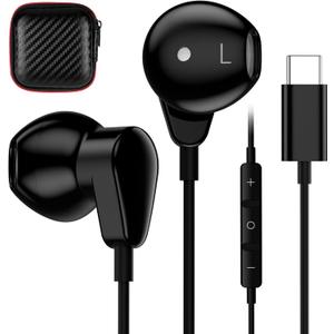 USB C Headphone for iPhone 16 Pro Max 16e 15 Plus for Samsung S25 S24 S23 FE S22 S21 A16 A53 A54 Galaxy Z Flip 6 Type C Earphone with Mic Control Noise Cancel Wired Earbuds for iPad 10 11 Pixel 7 8 9