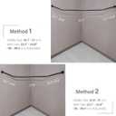 Corner Shower Curtain Rod, Diamond Shaped [Both Sides: 22" - 34.8", Middle: 28" - 43.7"] Adjustable Bathroom Bathtub Shower Rod with 12 Hooks & Ceiling Support