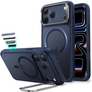 ESR for iPhone 17 Pro Max Case with Stand, Camera Control Cover Compatible with MagSafe, Military-Grade Drop Protection Magnetic Phone Case, Scratch-Resistant Back Cover,Frosted Blue