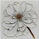 Diathou Art 24x24 inches Hand-painted golden texture white flower oil painting. Modern abstract art. Suitable for decoration on walls of living room, bedroom or office