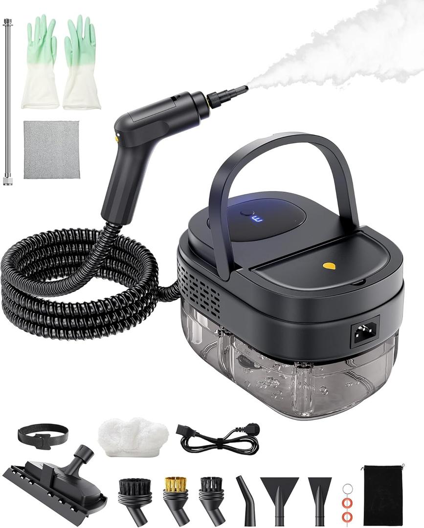 Steamer for Cleaning,3-Speed Adjustable Handle,1.69 Quarts Large Capacity Tank Steam Cleaner Handheld, Detachable 13PCS Accessories steamer for Car,Home kitchens,Camping