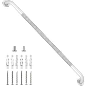 ZUEXT 42 Inch Extra Long White Anti Slip Knurled Safety Grab Bar for Shower