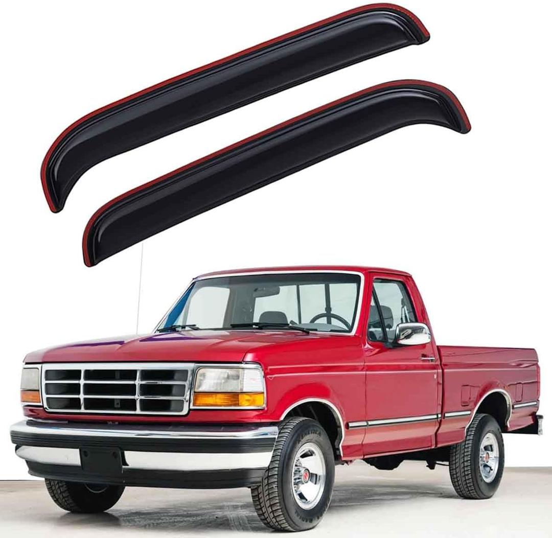 Lightronic Extra Durable in-Channel Auto Vent Window Visor, Fits 1980-1996 Ford Bronco & Ford F-150, F-250, F-350; 1997 F-250 HD, Regular Cab/SuperCab/SuperCrew, Original Wind Deflector, Smoke, 2-Pcs