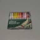 JusArt Acrylic Paint Markers Brush Tip 24 Colors, Water-Based No-Bleed Markers with Automatic Ink Control, Waterproof Acrylic Paint Pens for DIY Art & Crafts -Fabric, Rock, Wood, Glass, Ceramic, Metal