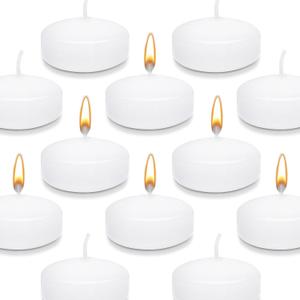 3" White Floating Candles 12 Pack, Unscented & Dripless, Long-Lasting Wax for Wedding, Party, Holiday, Home Decor, Romantic Centerpieces, Valentine's Day, Christmas & Pool Decoration