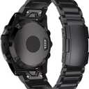 Pencoda for Garmin Fenix 8 51mm/7X/6X/5X Plus Band, 26mm Titanium Metal Quick Release Easy Fit Watch Bands with Double Button Clasp for GarminEnduro 2 / Descent Mk2i / Tactix 7 Pro Smartwatch (Black)