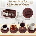 Housewarming Gifts for New Home: Farmhouse Wood Coaster Set for Coffee Table Decor - First Coffee/New Beginning/Forever Home/Grow Here/Breathe Here/Belong Here (Brown)