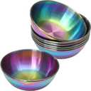 8 Pack Stainless Steel Sauce Dishes, 3.5inch Mini Soy Sauce Bowl Round Seasoning Dishes Sushi Dipping Bowl Appetizer Plates, Rainbow