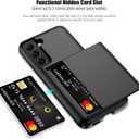 Nvollnoe for Samsung S22 Case with Card Holder 5G 6.1 inch Slim Dual Layer Heavy Duty Protective for Galaxy S22 Case Hidden Card Slot Wallet Case for Samsung S22(Black)