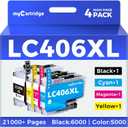 myCartridge Replacement for LC406 LC406XL Ink Cartridges for Brother Printer LC 406 406XL Work with Brother MFC-J4335DW MFC-J4535DW MFC-J5855DW MFC-J6555DW MFC-J6955DW Printer(High Yield,4-Pack)