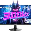 SANSUI Gaming Monitor, 24.5" 300hz 240hz FHD 1080P 1ms FPS PC Monitor Gaming, HDR, FreeSync, DisplayPort x2 HDMI x2, Fast IPS, 120% sRGB, Audio Jack, VESA Support, Desktop Compatible(ES-G25X1 PRO) (Black)