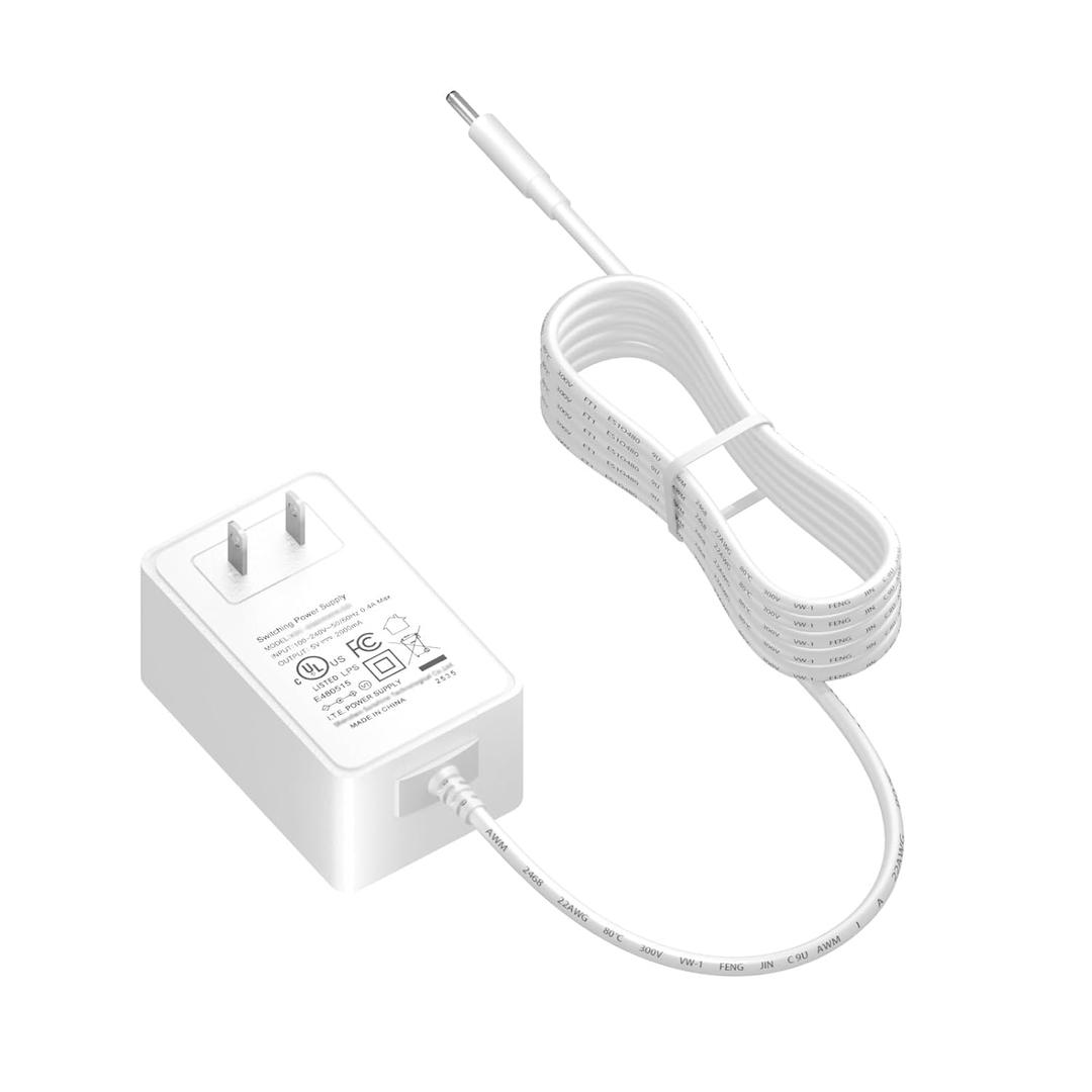 5V Power Cord Replacement for Hatch Baby Rest, Rest+ and Rest Mini Sound Machine, Barrel Style White AC Adapter Charger