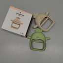 ChooKaChoo 2 Pack Baby Teething Toy Silicone Teething Mitten for Babies Over 3 Months Anti Dropping Wrist Hand Teethers Baby Chew Toys for Sucking Needs, BPA Free (Green & Caramel)