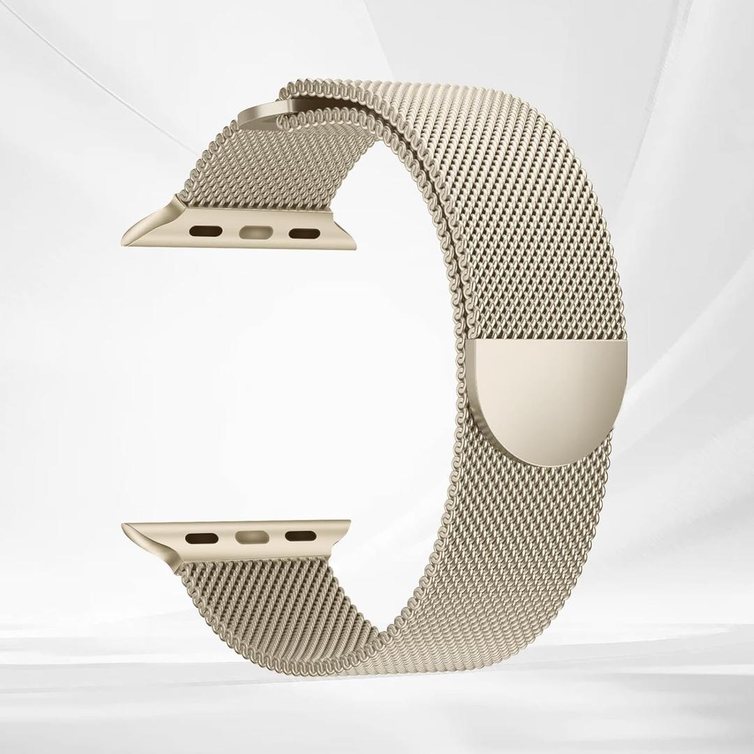 Mesh Metal Band Compatible with Apple Watch Band 38mm 40mm 41mm 42mm 44mm 45mm 46mm 49mm Stainless Steel Magnetic Loop Band for iWatch Ultra/2 Series 11/10/9/8/SE/7/6/5/4 /3/2/2/1 Men Women (Vintage Gold)