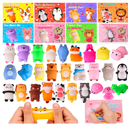 NAWITDA 28 Pack Valentines Day Cards for Kids Classroom, Kawaii Mochi Squishies Fidget Toys with Valentines Cards, Classroom Gift Exchange, School Party Favors for Boys Girls