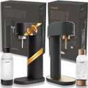 Sparkling Water Maker Christmas Gift 2-Pack - Mysoda Xmas Gift Includes Ruby 2 Aluminium Soda Maker with 1L Premium Copper Bottle And Woody Wood Composite Sparkling Water Maker With 1L Bottle