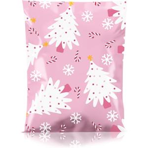 Metronic Poly Mailers 10x13 100pc, Small Shipping Bags for Clothes, Self- Seal Shipping Envelopes for Small Business,Waterproof Mailers Poly Bags Packaging Bags for Holiday Xmas, Pink Christmas Tree