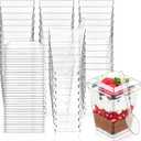 Kucoele 100 Pack 5 oz Plastic Dessert Cups with Lids and Spoons, Clear Parfait Cups Pudding Cups Mini Party Serving Cups for Appetizer Fruit Yogurt Ice Cream