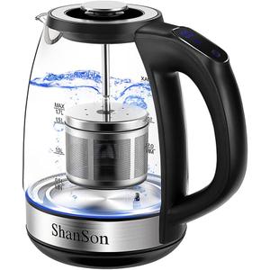 ShanSon Electric Kettle with Tea Infuser 1.7L Temperature Control Glass Electric Tea Kettle 1500W Fast Heating Water Boiler BPA Free Electric Teapot with 7 Presets Auto-Off & Boil-Dry Protection (Clear)