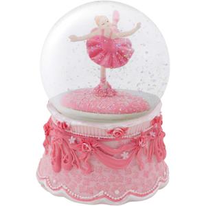 Elanze Designs Ballerina Arabesque Pose Rotating Tabletop Dresser Nightstand Figurine Decoration 100MM Sturdy Glitter Water Wind Up Musical Snow Globe Plays Tune Swan Lake