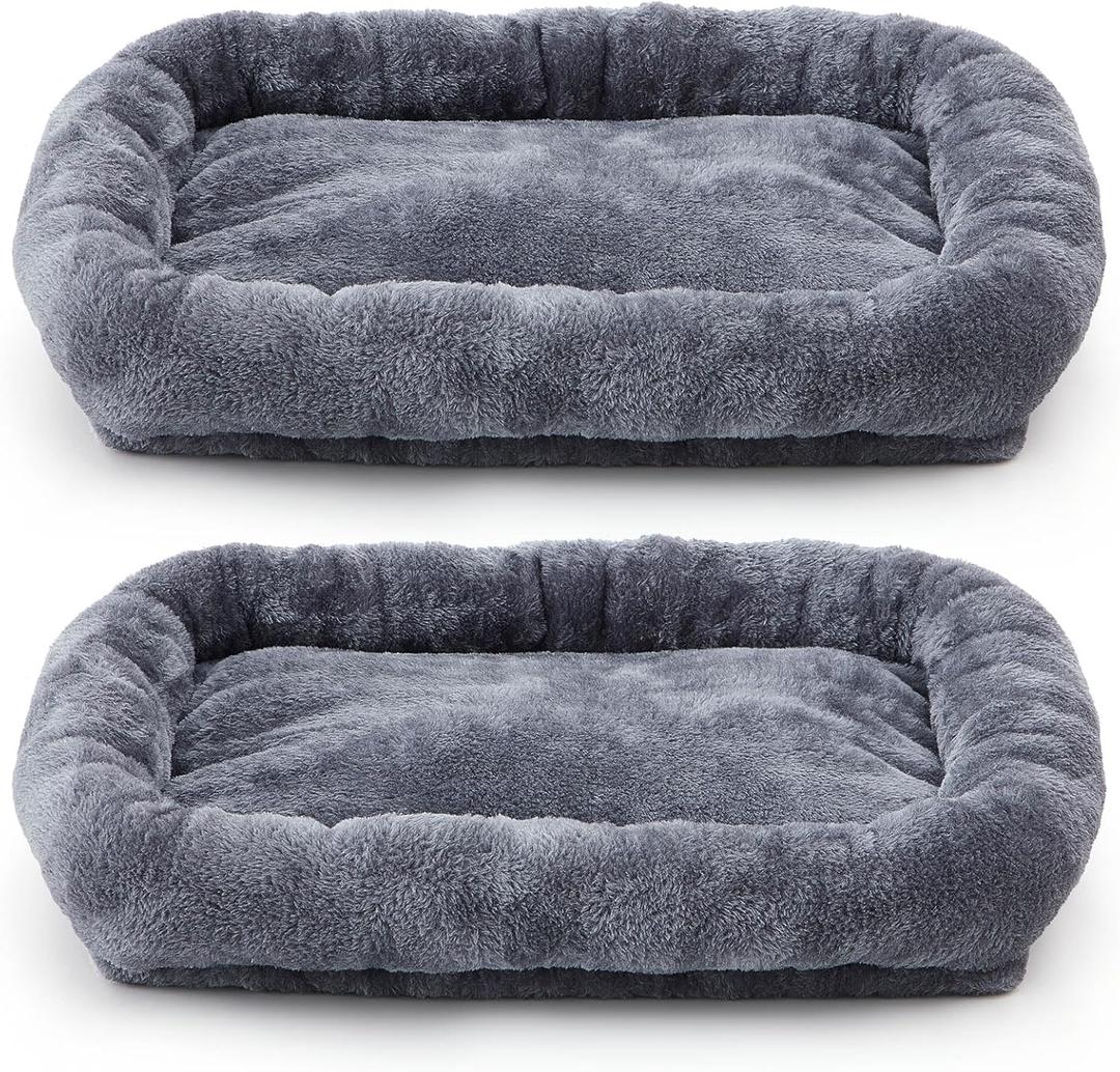 Abbylike 2 Pcs Cat Tree Tower Replacement Parts Grey Bed Cover with Elastic Band Removable Washable Padding for Platform Perch Shelves, Only Cover, Cat Tower Cushions Accessories(15.7 x 11.8 Inch)