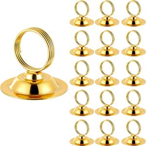 Urban Deco 16 PK Table Card Holder Place Card Holders Steel Card Holders for Photos, Food Signs, Memo Notes, Weddings, Restaurants, BirthdayGold