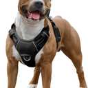 BARKBAY No Pull Dog Harness Large Reflective Dog Harness with Front Clip and Easy Control Handle for Walking Training Running with ID tag Pocket (Black,L)