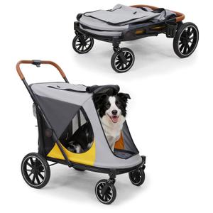 Dog Stroller for Large-Dogs: Easy Fold Dual Entry Onefoot Brake
